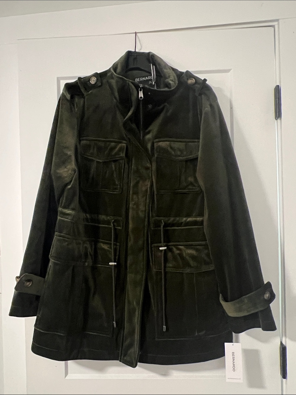 Bernardo Dark Olive Velvet Utility Jacket